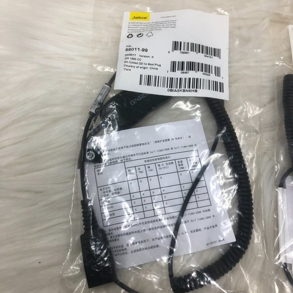 Jabra GN 1200 CC 2m Coiled QD to Mod Plug lot of 2 - Picture 3 of 4
